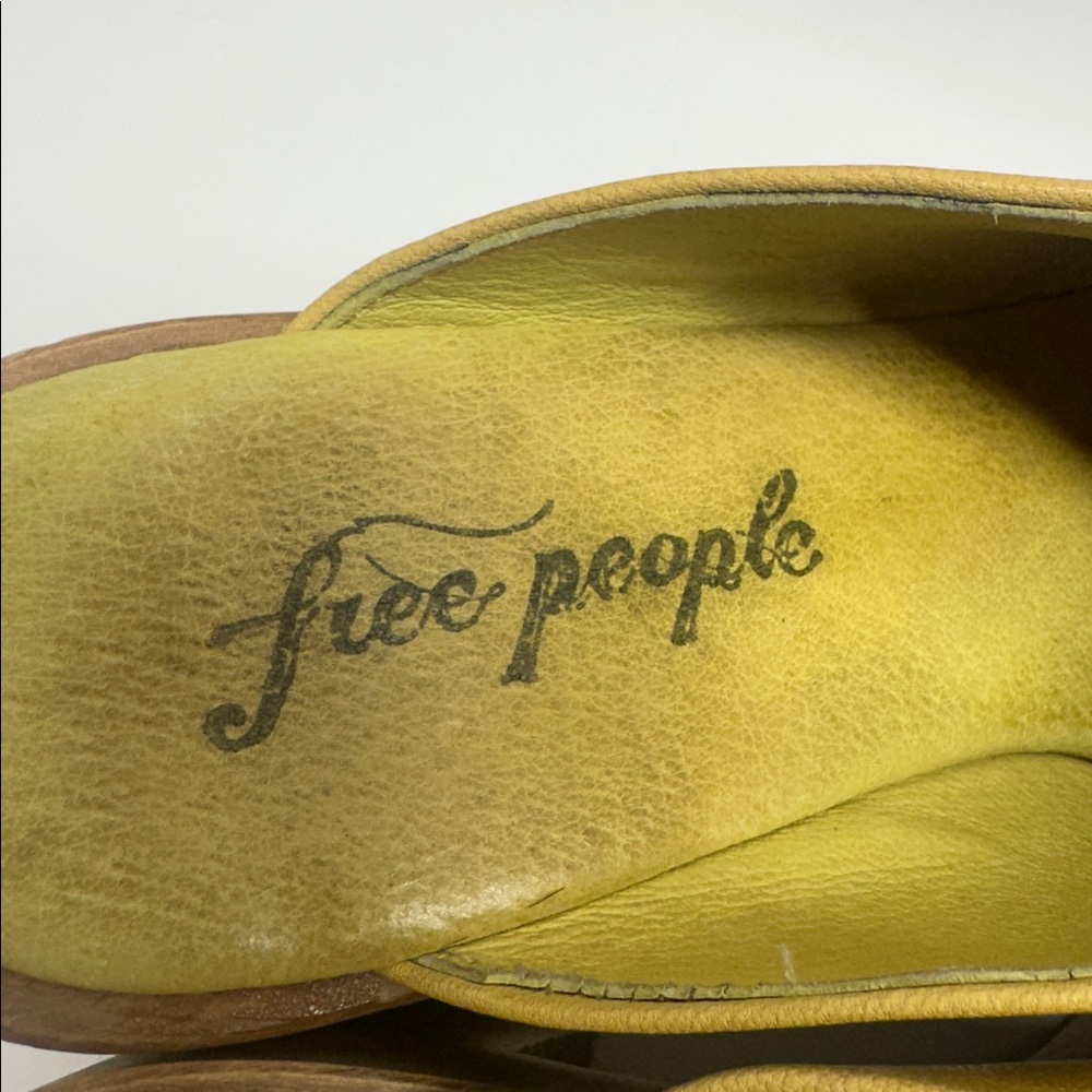 Free People Suki Platform Clogs High Heeled Open Back Shoes Yellow Size 38 / 8 - Picture 9 of 11